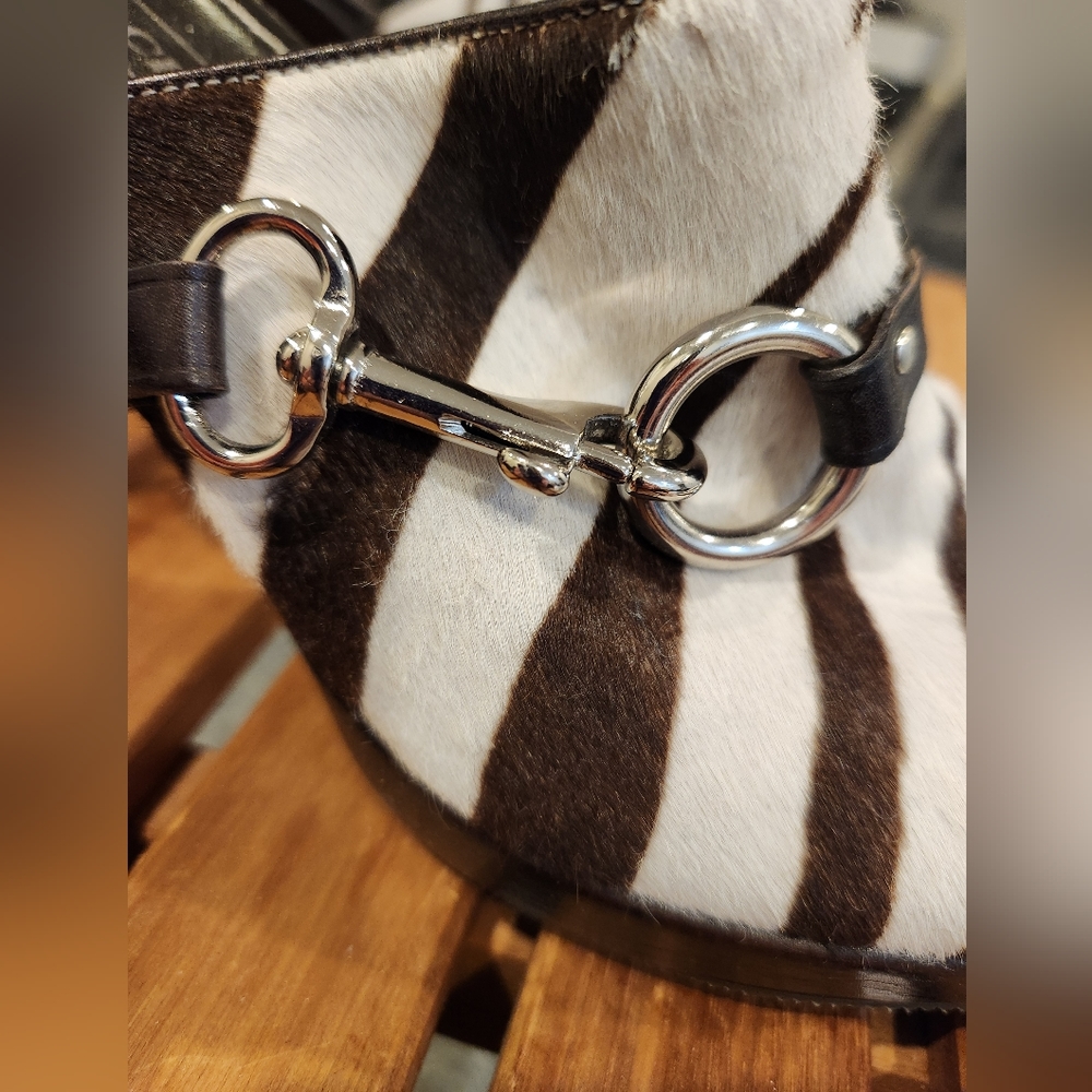 COACH Rare zebra faux fur clogs